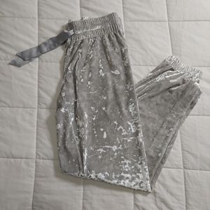 Victoria Secret Silver Velvet Jogger Pants